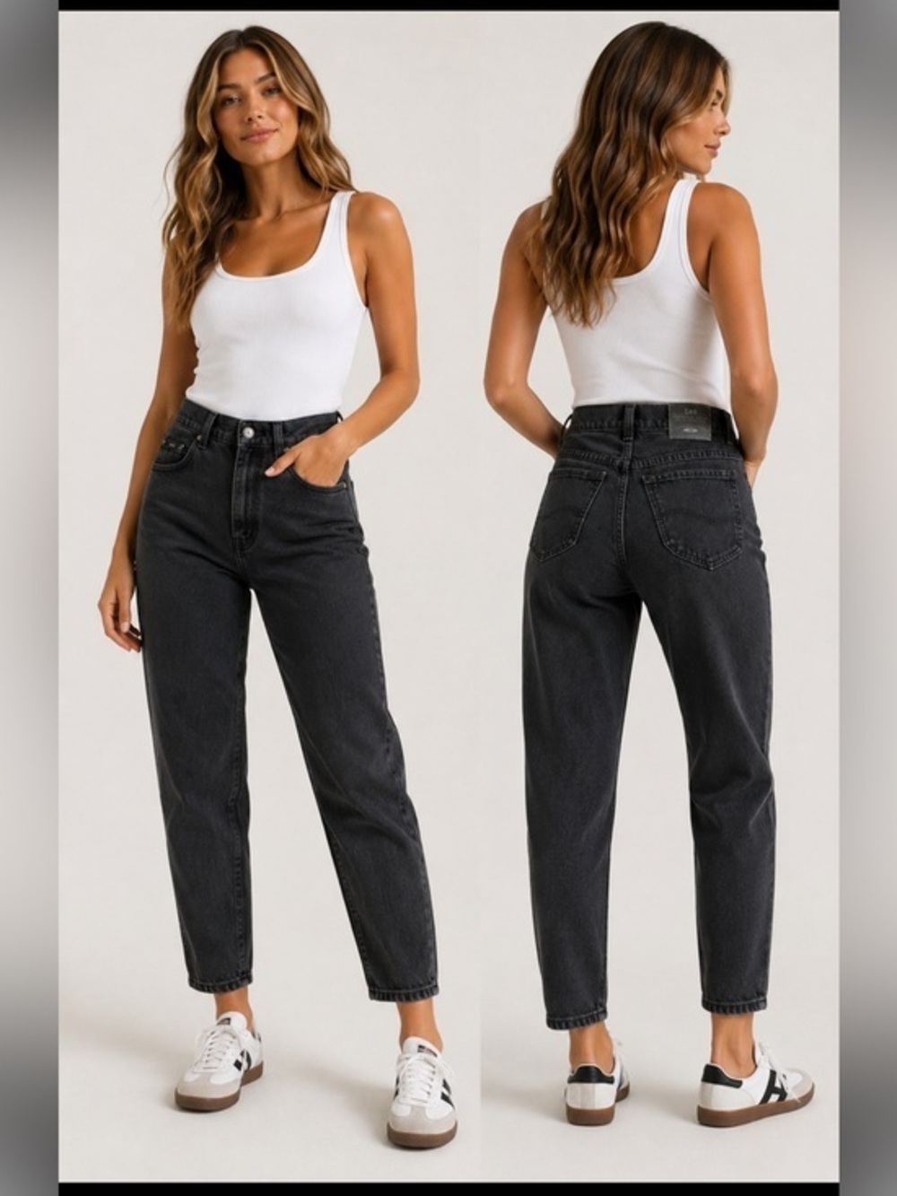 Lee Original Jeans Women’s Size 8 Black High Rise Tapered Mom Jeans Vintage